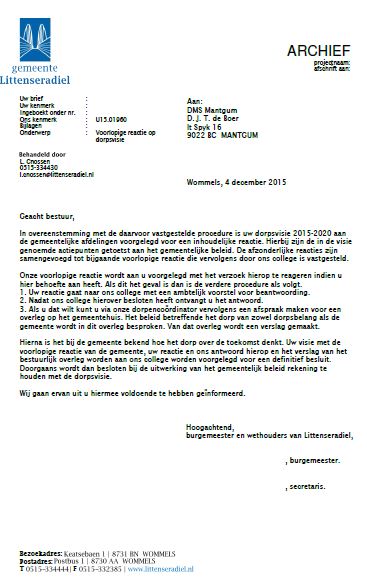 reactie gemeente